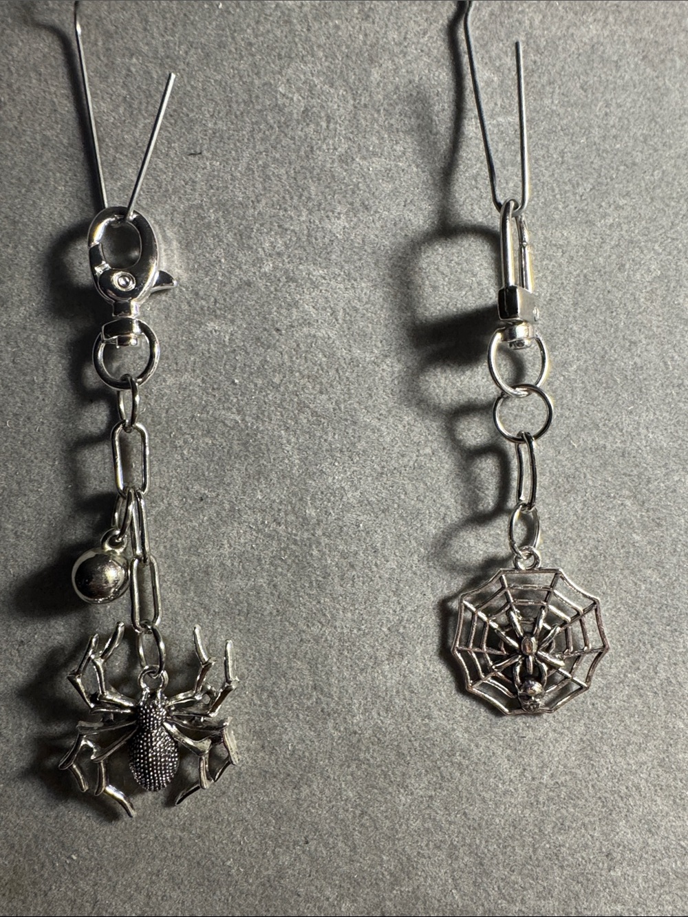 Hand Crafted Silver Spider & Web Key/ Card Holder Charms